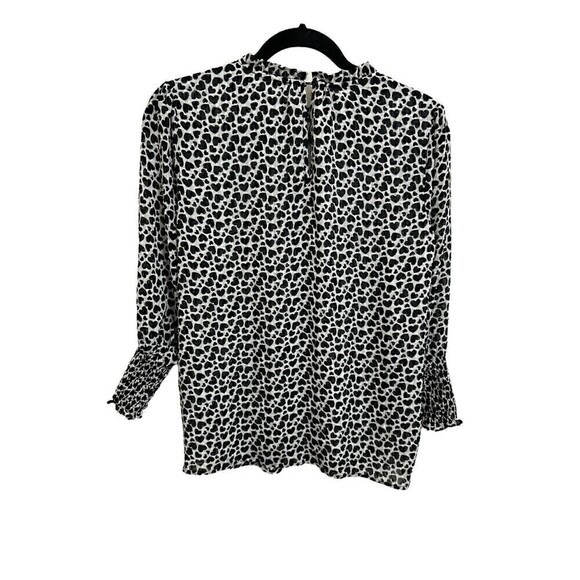 Rachel Zoe Blouse Size Medium Womens Sheer Heart Design High Neck Long Sleeve - Picture 2 of 7